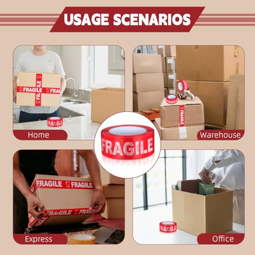 Ipetboom Fragile Warning Tape for Shipping and Moving Boxes, 1 Roll 109Yard