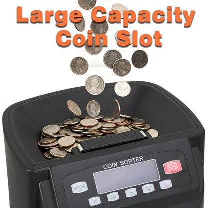 T9500A Professional USD Coin Counter, Sorter, Coin Counting Machine, Automatically Sorts and Counts Coin Batches, 270 Coins/min