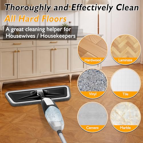 Spray Mop for Floor Cleaning: Microfiber Wet Dry Mops with 3 Washable Pads - color: Black