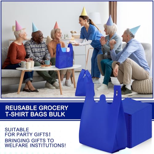 Windyun Large Grocery Bags Bulk Non Woven Totes - color: Royal Blue