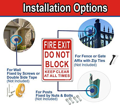 Large Fire Exit Sign, Do Not Block Door Signs, Keep Clear at All Times Sign, 14 x 10 Inches Rust Free Aluminum, Weather/Fade Resistant Easy Mounting 2 Pack - style: 14 " x 10 "