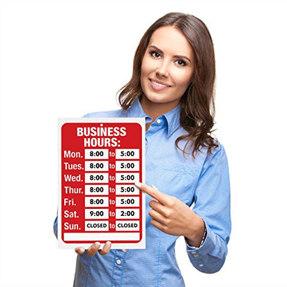 ASSURED SIGNS Business Hours Sign for Glass Door, 11.7 x 7.7 Inch, 2 Pack