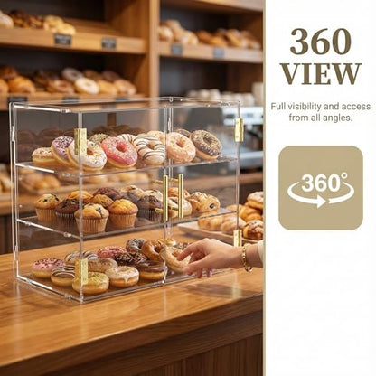 3 Tiers Countertop Bakery Display Case - size: 3 Tiers