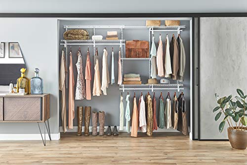 ClosetMaid ShelfTrack Wire Closet Organizer System, Adjustable from 5 to 8 Ft., with Shelves, Clothes Rods, Hardware, Durable Steel, White - color: White, size: 5 to 8 ft