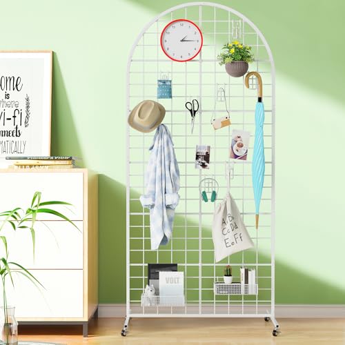 Aseem Metal Grid Wall Panels Display Stand Black Movable 2.6x5.8FT, 1PCS - color: White, size: 5.8 FT