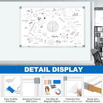 Magnetic White Board Dry Erase Whiteboard for Wall 60"x48" (2pcs) Aluminum Frame Hanging White Boards for Presentation, Teaching, Memo, Display - size: 60"x48"(2pcs)