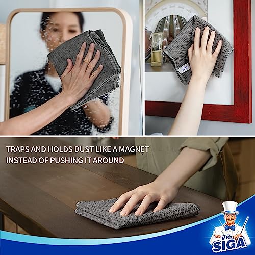 MR.SIGA Waffle Pattern Microfiber Cleaning Cloths, 6 Pack, Gray - color: Gray