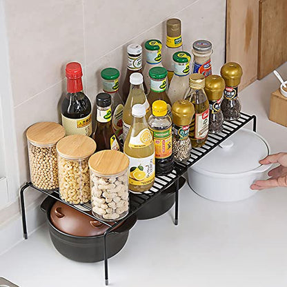 Tomorotec Expandable Cabinet Shelf Organizer, Metal Kitchen Pantry, Black - color: Black-1 Pcs