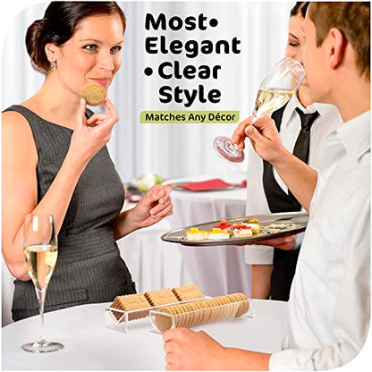 Clear Cracker Tray for Serving, Set of 2 Rectangular Cracker Holder for Serving Trays, Acrylic Food Display Cracker Serving Stand for Home, Party & Charcuterie Board Platter - size: 2 Cracker Trays