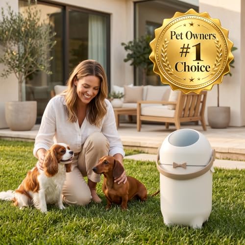 iTouchless Odor-Block Dog Poop Can, 4 Gal Ag+ Silver Ion Trash Bin, Ivory - color: Matte White / Ivory