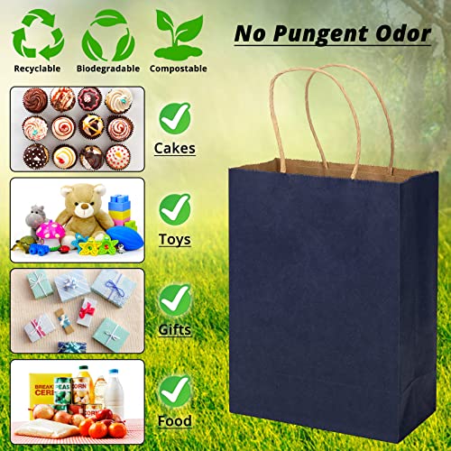 HavrePac 100 Pack Gift Bags with Handles 5.9x3.15x8.26 inch Dark Blue - color: Dark Blue