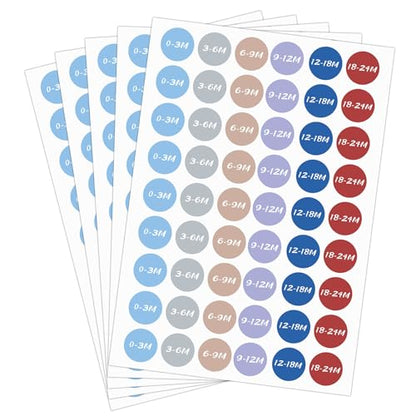 540 Pcs Baby Clothes Size Stickers 1.25 Inch Infant Clothing Size Labels 0-24M 0-3M 3-6M 6-9M 9-12M 12-18M 18-24M Circle Sizing Stickers for Baby Closet Organization Retail Store Consignment