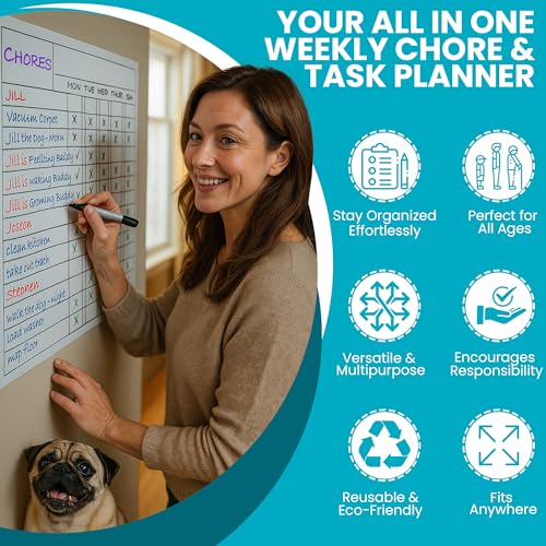 Iconikal 2-Pack Magnetic Dry Erase Chore Meal Chart 14x11-Inch Planner Schedule WOD Goal Tracker Grid Refrigerator Whiteboard Home Office - style: (Workout of the Day) WOD Planner