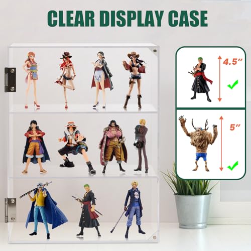 Locking Display Case, Acrylic Display Case with Lock Key, Clear Countertop Display case with Shelves(11.8x5.9x15.7 inch, 4.9in Shelf Clearance) - size: 4.9in Shelf Clearance