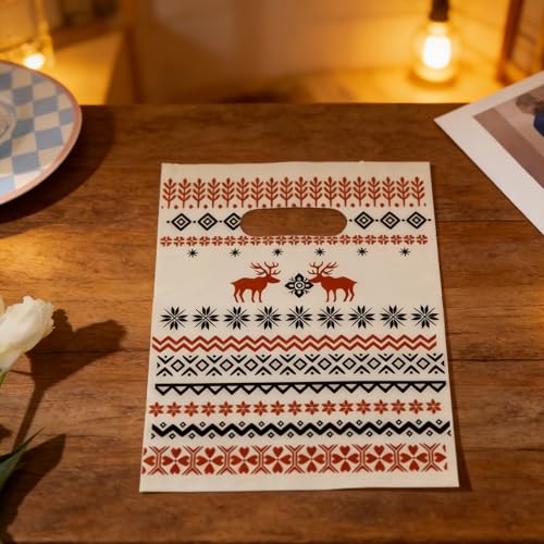 DEDIULE 100 Thank You Gift Bags, Reindeer Pattern Candy and Cookie Bags, Suitable for Birthdays, Baby Showers, Weddings, Christmas, and Retirement (5.9 * 7.9 inches) (Reindeer pattern) - color: Reindeer pattern