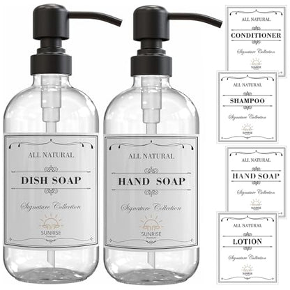 Sunrise Premium Clear Glass Soap Dispenser with Pump, 2 Pack - color: Matte Black Ss Pump - Clear Glass