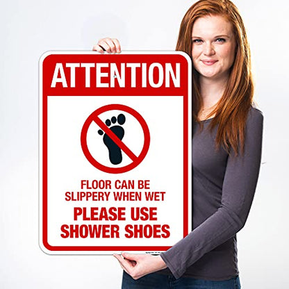 Floor Can Be Slippery When Wet Sign, - size: 18x24