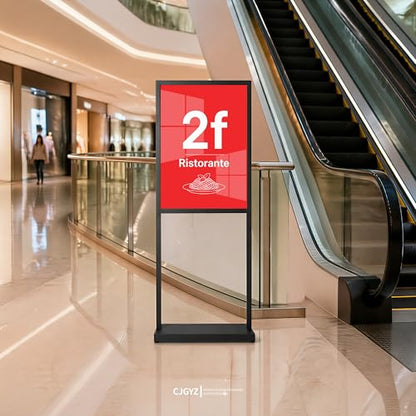 Sign Holder Floor Stand, Heavy Duty Pedestal Poster Banner Stand, 18×24 Inch Double Sided Slide-In Board Display Stand for Menu, Poster, A Frame Sign - size: Size: 18×24