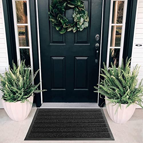 ubdyo Extra Durable Door Mat Outside Entrance (30" x 17", Bright Black) - color: Bright Black, size: 30" x 17" (Rectangular)