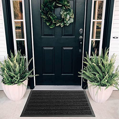 ubdyo Extra Durable Door Mat Outside Entrance (30" x 17", Bright Black) - color: Bright Black, size: 30" x 17" (Rectangular)
