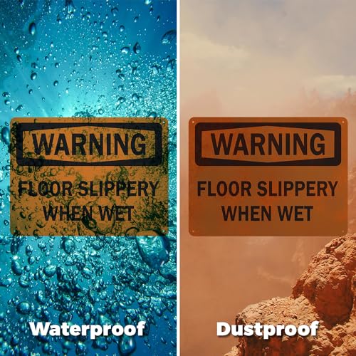 (2 Pack) Floor Slippery When Wet OSHA Warning Sign 10 Inch X 7 Inch Plastic Sign, Weather Resistant, UV Protected for Workplace, Business, and Construction Site, Made in the USA - size: 10 Inch X 7 Inch, style: Plastic