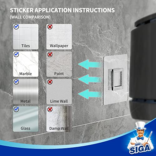 MR.SIGA Toilet Bowl Brush and Holder, Wall Mounted Toilet Brush, Black - color: Black, size: 4.8"L x 3.1"W x 15.7"H