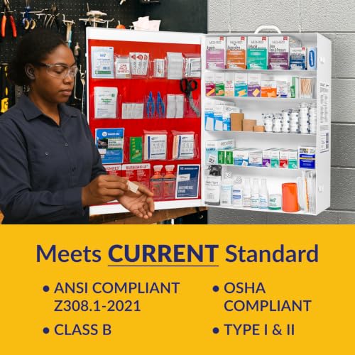 MFASCO 5-Shelf First Aid Kit - 2021 OSHA Compliant Class B, Wall Mount - size: 5 Shelf, style: W/ Medications