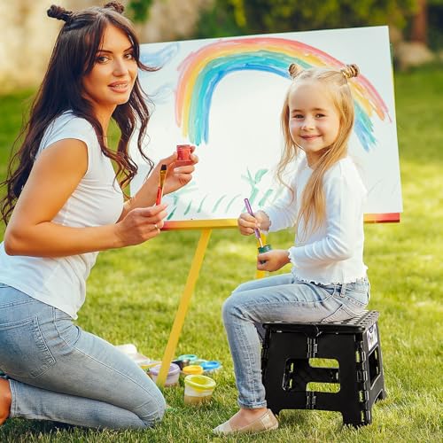 Delxo 9 Inch Kids Step Stool,300 Lbs Folding Step Stool for Toddler Black - color: Black, size: 9 Inch