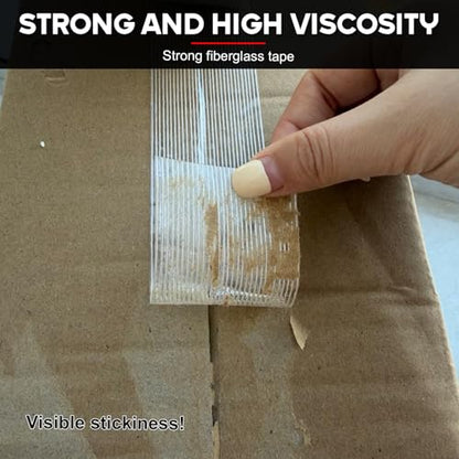 Mono Fiberglass Transparent Reinforced Packing,Strapping Tape Packaging Tape Heavy Duty Waterproof Tape 2" x55yards, 6mil (2 Pack)