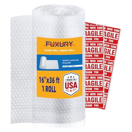 Fuxury Bubble Cushioning Wrap 1 Pack 16 inch x 36 ft.