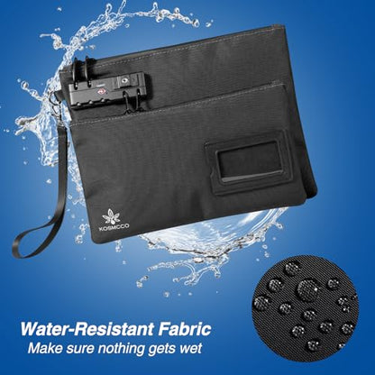 KOSMCCO Lockable Money Bag, Black, 11x8.6 Inch - color: Black