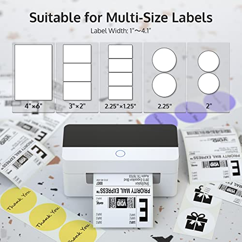 OFFNOVA USB Shipping Label Printer, 4x6 Label Printer for Shipping Packages, High Speed Thermal Printer, Supports ShipStation UPS FedEx Ebay, NO Bluetooth Function - color: White