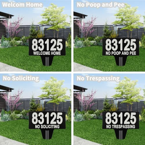 Metal House Address Yard Sign with Numbers and Letters for outside - color: Black(Square)