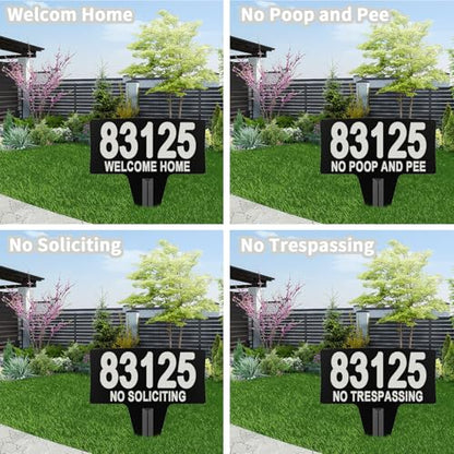 Metal House Address Yard Sign with Numbers and Letters for outside - color: Black(Square)
