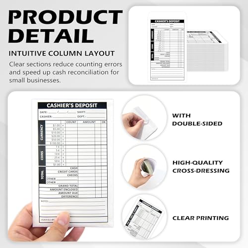 500 Pcs Cashiers Report Envelope 4 x 6.5 Inch Cash Drop Envelopes Money Envelopes Deposit Envelopes for Cash Self Seal for Retail Store Bank Restaurant Cash Handling (500, White)