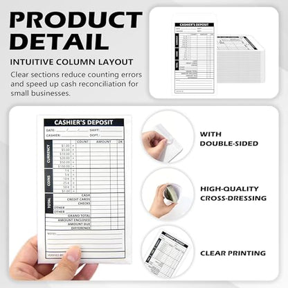 500 Pcs Cashiers Report Envelope 4 x 6.5 Inch Cash Drop Envelopes Money Envelopes Deposit Envelopes for Cash Self Seal for Retail Store Bank Restaurant Cash Handling (500, White)