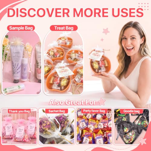ANZNKU 100PCS Organza Bags 5x7 Ivory Small Gift Mesh Drawstring Goodie Bags - color: Ivory