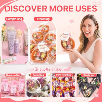 ANZNKU 100PCS Organza Bags 5x7 Ivory Small Gift Mesh Drawstring Goodie Bags - color: Ivory