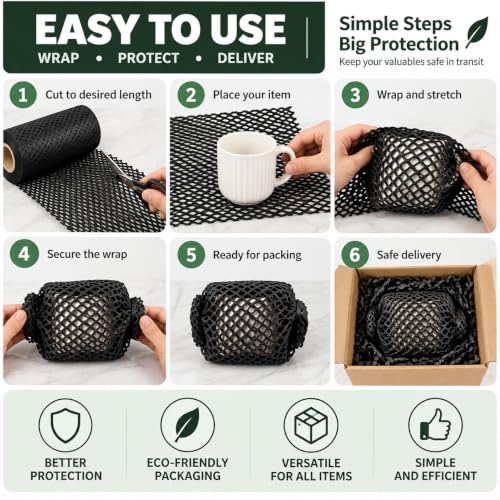 Black Honeycomb Packing Paper, 12" x 100 ft, Gift Wrapping Paper - color: Black, size: 12 Inch x 100 Feet