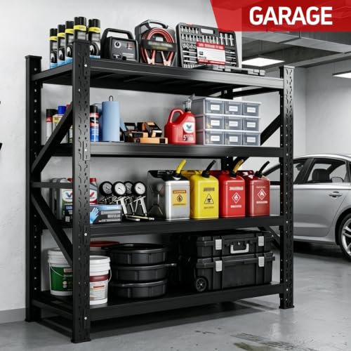 4-Tier Garage Shelving Heavy Duty, Garage Shelves, Adjustable Metal Shelving Unit, Garage Storage Shelves, Utility Storage Rack Shelf，Shelves for Garage Storage (1, 71H*70W*24D) - size: 71" H×70" W×24" D