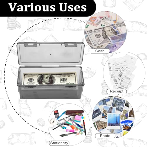 Hipiwe 2-Pack Plastic Cash Box Money Organizer Black Currency Tray with Lid - size: 2 Pcs