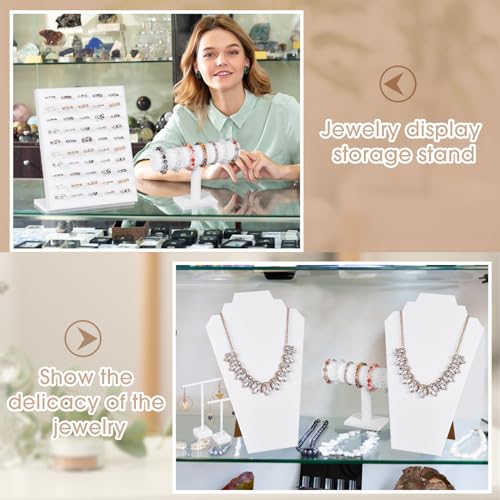 Henoyso 22 Pcs VelvetJewelry Display for Vendors Necklace Bust Holder - color: White