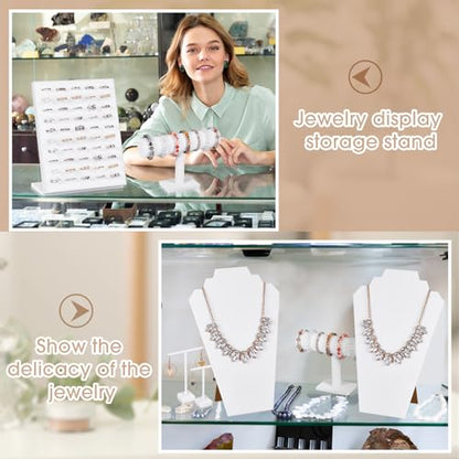 Henoyso 22 Pcs VelvetJewelry Display for Vendors Necklace Bust Holder - color: White