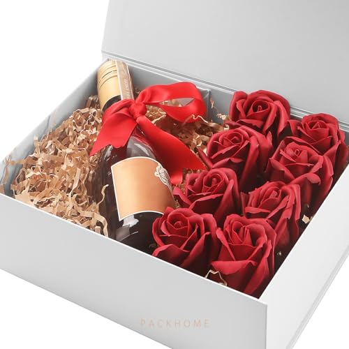 PACKHOME White Gift Box 9x6.5x3.8in with Magnetic Lid - color: 9x6.5x3.8 Inch-White-Pack of 1