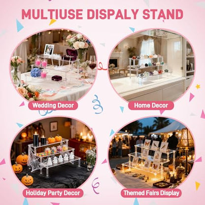 2 Packs Acrylic Display Stand Riser,3 Tier Perfume Organizer Cupcake Stand - color: Clear, size: 7.9x2.8 inch