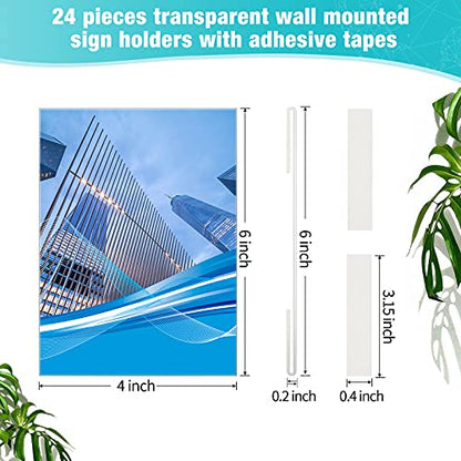 Maitys 24 Pcs Acrylic Wall Mounted Sign Holder Vertical Clear, 6 x 4 Inch - color: Vertical Style, size: 4 x 6 Inch
