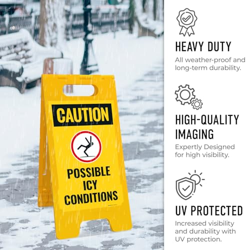 Caution Possible Ice Conditions Sign Kit, - size: 10x16 Inches, style: A-frame + 2 Panel Kit