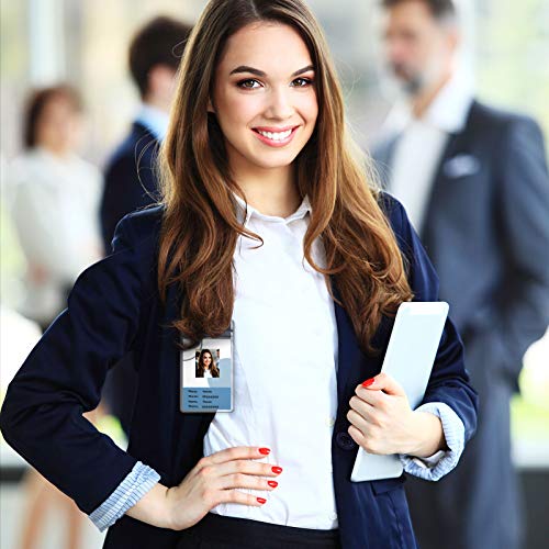 Zonon 150 Pcs Name Badge Holder 2.95 x 4.7 Inch Clear Plastic Card Sleeve - size: 2.95 x 4.7 Inch