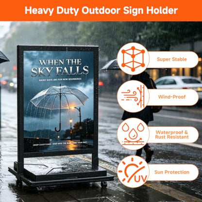 Wind-Resistant Outdoor Sign Holder, Weather Resistant Sidewalk Sign Stand