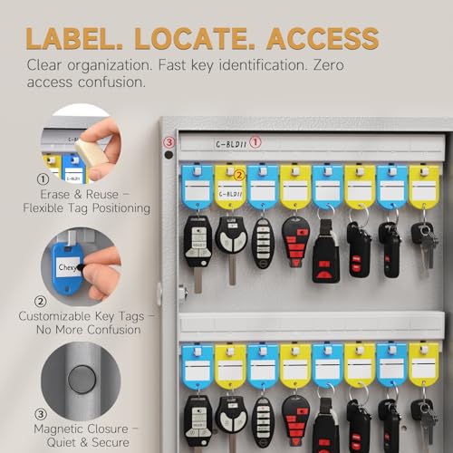 96 Key Lock Box Smart Key Organier Cabinet with Keypad & App for Office - size: 2.3inx16inx25.6in